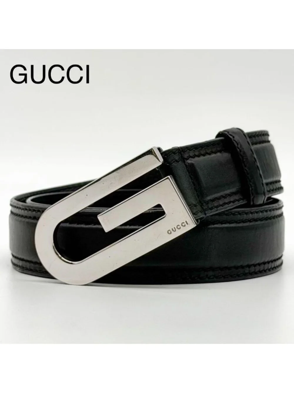 Gucci Era Leather Belt Black Vintage